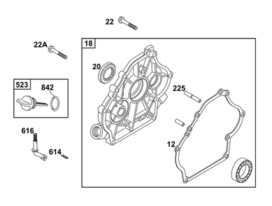 Crankcase Cover/Sump And Lubrication Group Diagram and Parts List for 117432-0624-B1  Briggs and Stratton Engine